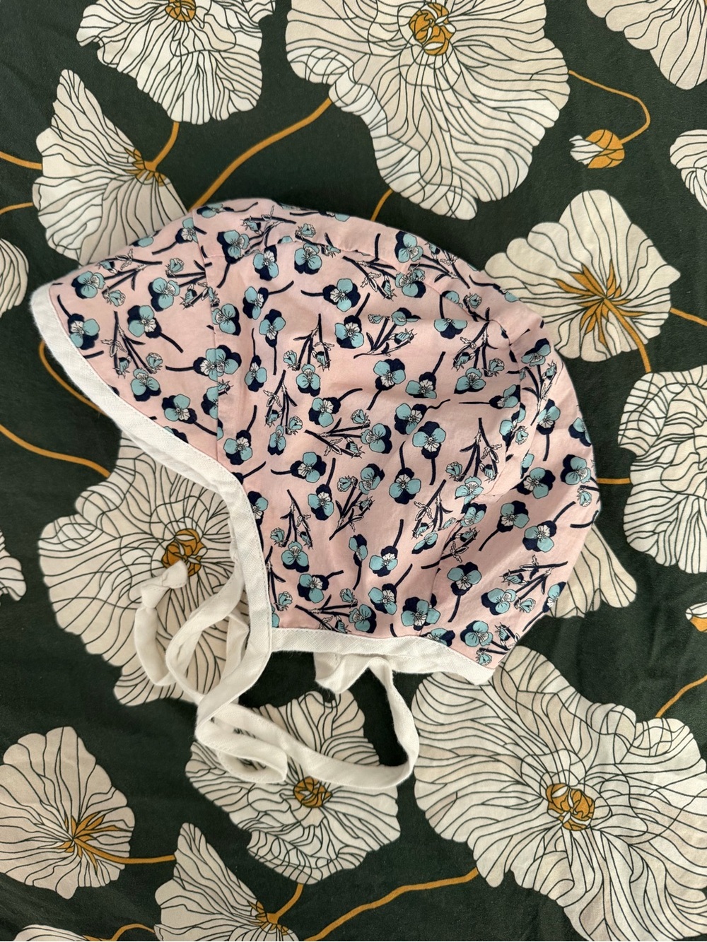 Kids Floral Liberty of London Cotton Bonnet - Pink Blue Blossom